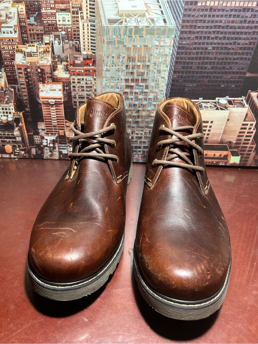 Dunham Men's Brown Leather Chukka Boots with Lace-Up Sz 15 M